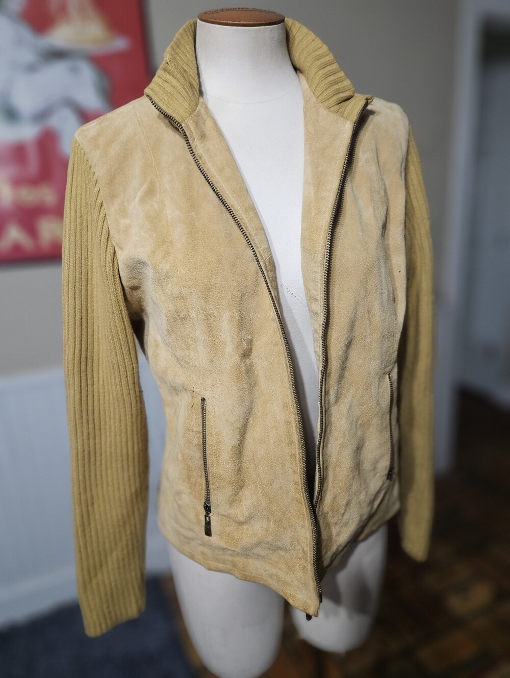 VTG AMI Tan Leather Jacket Small